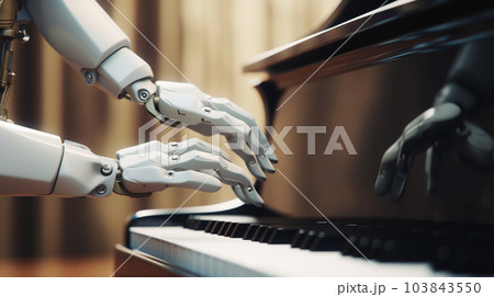 ピアノを弾くAIロボットAi生成画像 AI robot playing the piano 103843550