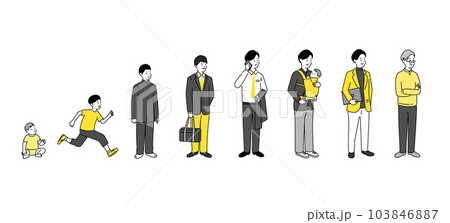 男性のライフステージのシンプルイラスト、ベクター 男性のライフステージのシンプルイラスト、ベクター 103846887