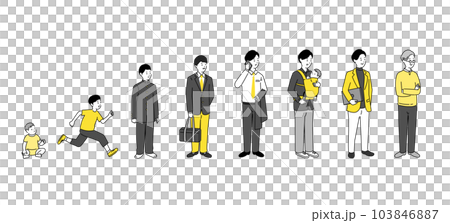 男性のライフステージのシンプルイラスト、ベクター 男性のライフステージのシンプルイラスト、ベクター 103846887