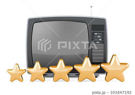 Retro TV set with five golden stars. 3D rendering 103847292