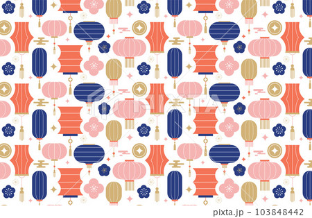 Chinese, Asian background, pattern. Lanterns, ornaments and flowers. Chinese New Year, Mid Autumn Chinese, Asian background, pattern. Lanterns, ornaments and flowers. Chinese New Year, Mid Autumn 103848442