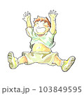 水彩 ジャンプする男の子 103849595
