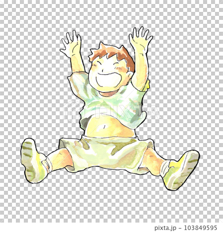 水彩跳躍的男孩 103849595