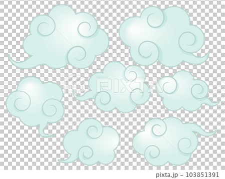 中國風雲朵插畫淡藍色 103851391