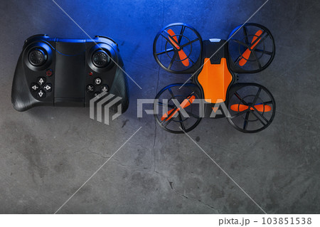 Quadcopter drone with joystick control and blue neon backlight 103851538