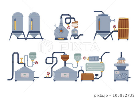 Whiskey Drink Production and Manufacture Vector Set 103852735