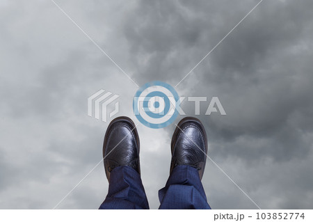 Concept of reaching the goal during the fall in business. 103852774