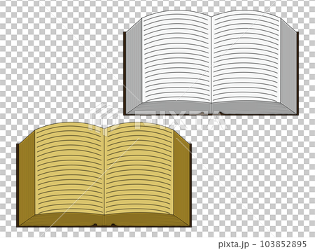 Illustration set of open new and old books (with main lines) Illustration set of open new and old books (with main lines) 103852895