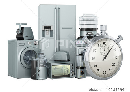 Kitchen and home appliance with stopwatch, 3D rendering 103852944