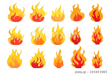 ui set vector illustration of a flash of fire from a campfire isolated on white background 103853965