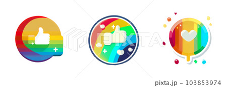 set vector illustration of icon of thumbs up in rainbow color circle isolate on white background 103853974