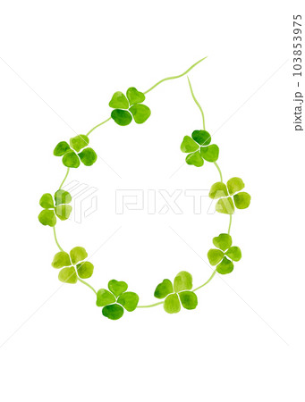 Watercolor illustration of green quatrefoil. Isolated illustration of a bracelet made of flowers 103853975