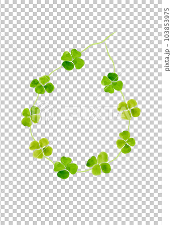 Watercolor illustration of green quatrefoil. Isolated illustration of a bracelet made of flowers 103853975