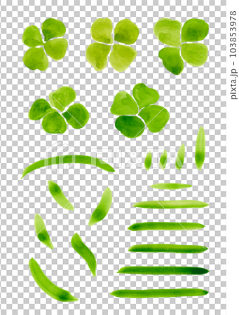Monochrome set of colors and strokes with a round light green brush. Watercolor isolated illustration for your design 103853978