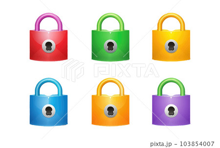 ui set vector illustration of colorful closed lock isolated on white background 103854007