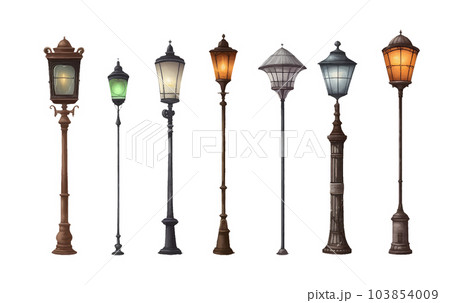 set vector illustration of street lantern isolated on white background 103854009