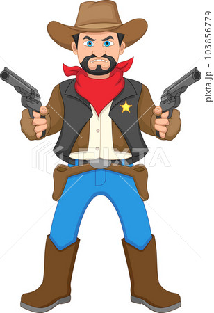 cartoon cowboy with two guns cartoon cowboy with two guns 103856779