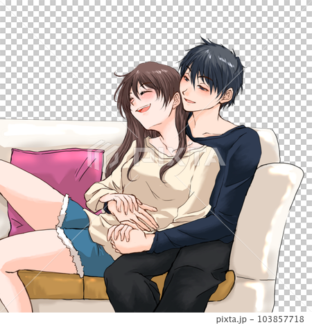 couple relaxing on the sofa couple relaxing on the sofa 103857718