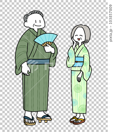 穿浴衣的老年男女 103857809