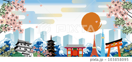 日本 東京の街並みのイラスト 日本 東京の街並みのイラスト 103858095