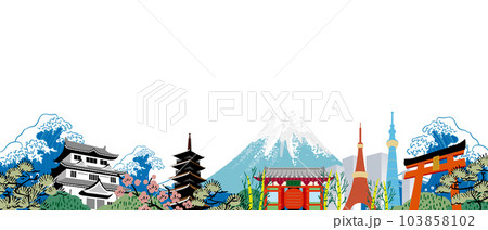 日本　東京の街並みのイラスト 103858102