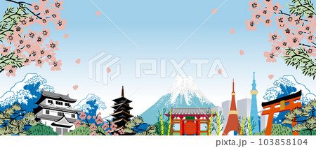 日本　東京の街並みのイラスト 103858104