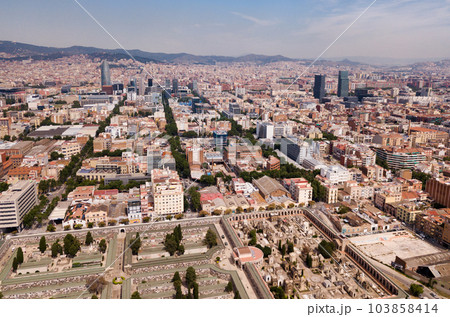 Aerial view of district of Barcelona with modern apartment buildings 103858414