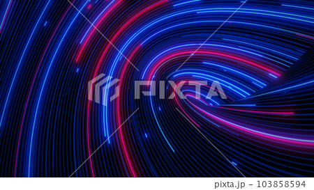 Multicolor lines of neon light twist the abstract background 3d rendering 103858594