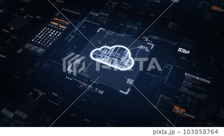 Digital Data Network Protection, Digital Cloud Computing Cyber Security, Future Technology Digital Data Network Connection Abstract Background Concept, 3d rendering 103858764