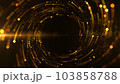 Tunnel gold color digital particles dots and line twist abstract background for new year or important events, 3d rendering 103858788