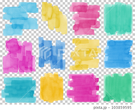 水彩素材　セット　手描きペイント　装飾　見出し　あしらい 103859595