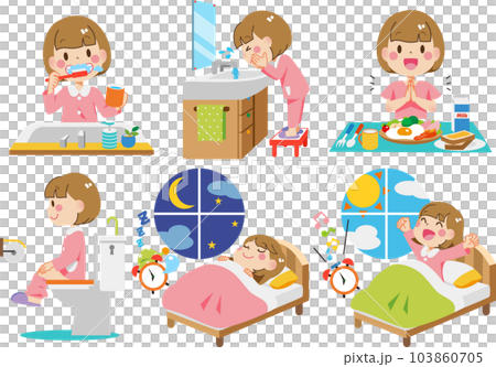 健康的で規則正しい生活を送る女の子 健康的で規則正しい生活を送る女の子 103860705