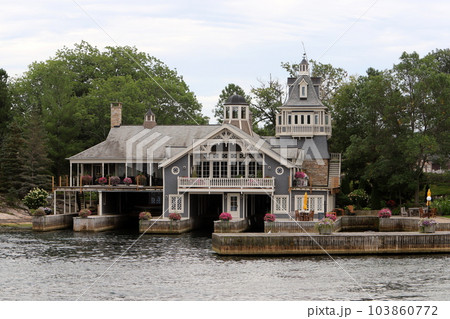 islands on the St. Lawrence River on the border of America and Canada islands on the St. Lawrence River on the border of America and Canada 103860772