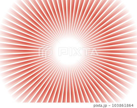 鮮やかな太陽光線が降り注ぐイメージの集中線抽象背景_ダークレッド 103861864