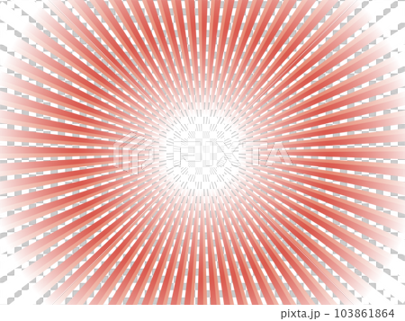 鮮やかな太陽光線が降り注ぐイメージの集中線抽象背景_ダークレッド 103861864
