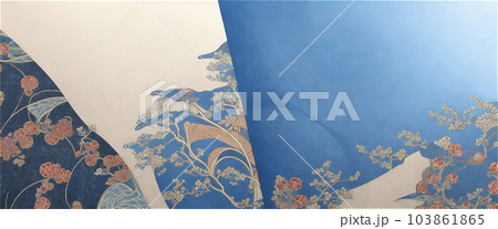 青色のある和風のデザイン　AI画像 103861865