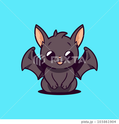 cute bat mascot vector design, Happy flying bat...のイラスト素材 [103861904 ...