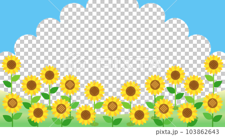 向日葵、藍天和雷雲的夏日風景圖 103862643