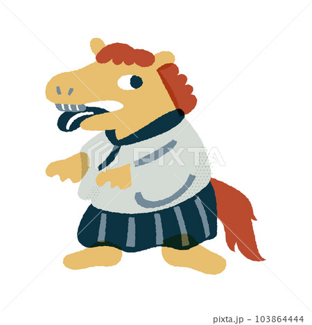 うまつき　ゆるかわいいイラスト素材 103864444