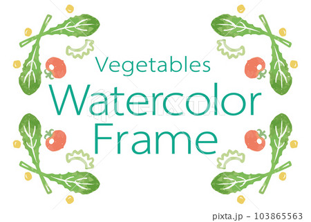 おしゃれな野菜の水彩風イラスト・フレーム。ベクター素材だからデザインに使いやすい。 103865563