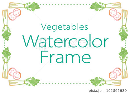 おしゃれな野菜の水彩風イラスト・フレーム。ベクター素材だからデザインに使いやすい。 103865620