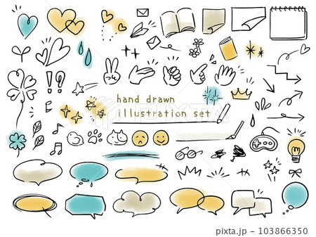手描きイラスト素材セットのイラスト素材 [103866350] - PIXTA
