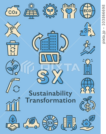 SX(Sustainability Transformation)　カラフルなアイコンセット 103866698