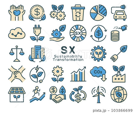 SX(Sustainability Transformation)　カラフルなアイコンセット 103866699