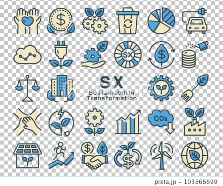 SX (Sustainability Transformation) colorful icon set SX (Sustainability Transformation) colorful icon set 103866699