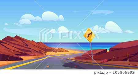 Outdoor vector road trip to sea coast landscape 103866992