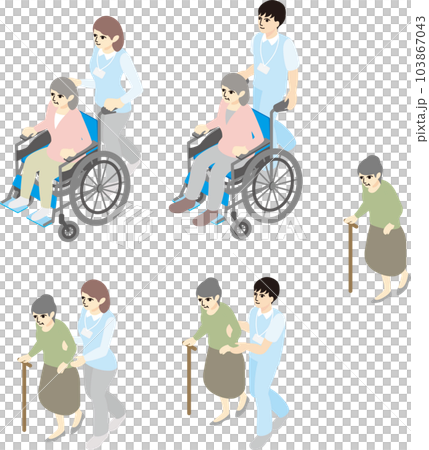等距鳥瞰圖人高級輪椅婦女醫療保健插圖素材集 等距鳥瞰圖人高級輪椅婦女醫療保健插圖素材集 103867043