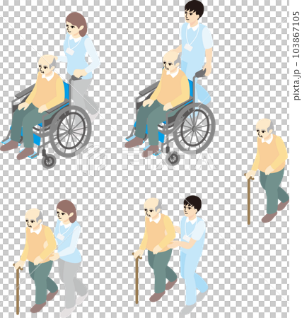 等距鳥瞰圖人高級輪椅人醫療保健插圖素材集 等距鳥瞰圖人高級輪椅人醫療保健插圖素材集 103867105
