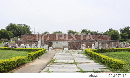 View of Ruin Amaravati Stupa, Vijayawada, Andhra Pradesh, India. View of Ruin Amaravati Stupa, Vijayawada, Andhra Pradesh, India. 103867115