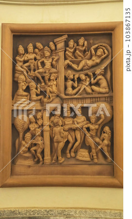 Ancient Stories depicting Lord Buddha's life on the walls of Buddha statue Amaravati, Vijayawada, Andhra Pradesh, India. Ancient Stories depicting Lord Buddha's life on the walls of Buddha statue Amaravati, Vijayawada, Andhra Pradesh, India. 103867135